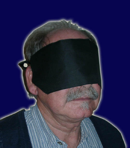 Trickaugenbinde, see through blindfold